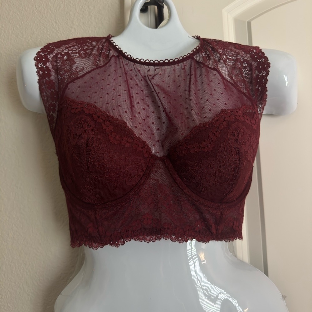 Elegant Lace Burgundy Crop Top